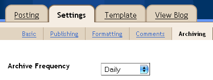 Settings -> Archive -> Archive frequency: Daily
