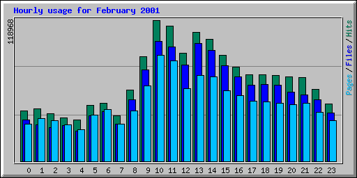 Hourly usage for February 2001