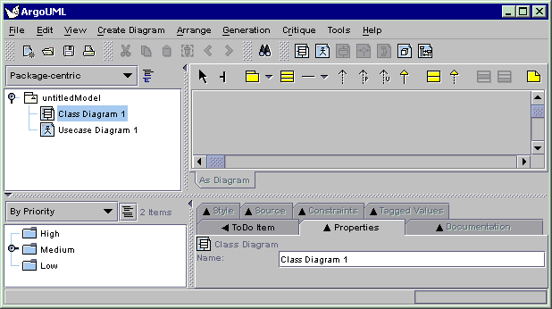 ArgoUML window at start-up