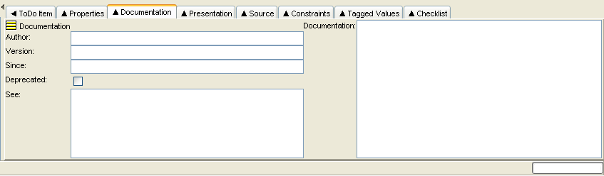 A typical Documentation tab on the details pane