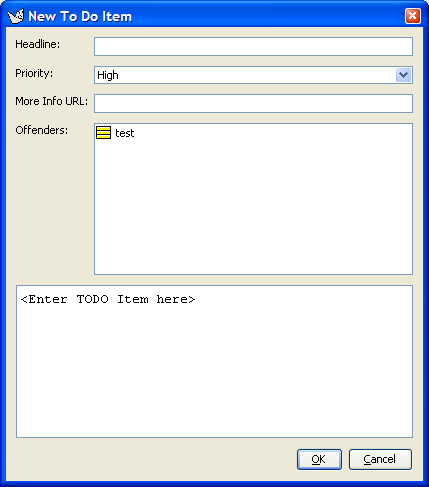 Dialog box for New To Do Item