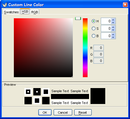 The Custom Fill/Line Color dialog box
