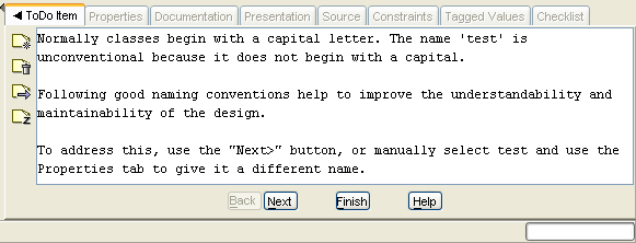 Example of the To Do Item tab on the properties pane