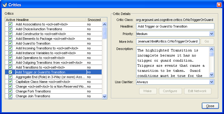 The dialog for Browse Critics....