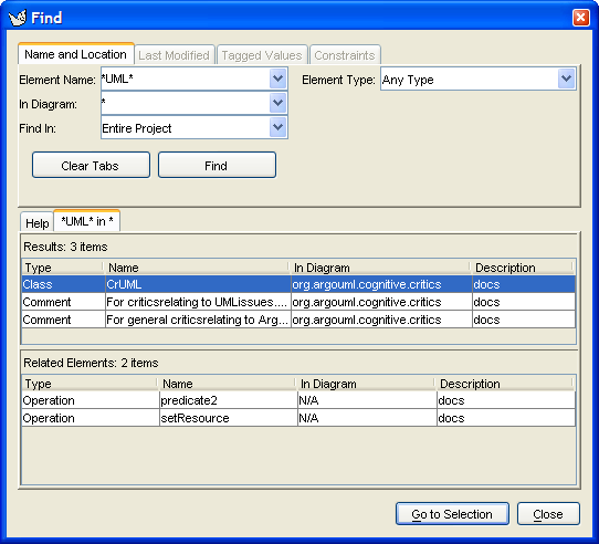 The dialog for Find....