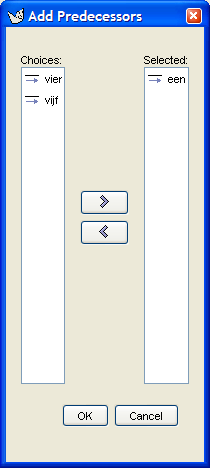 The add predecessors dialog box