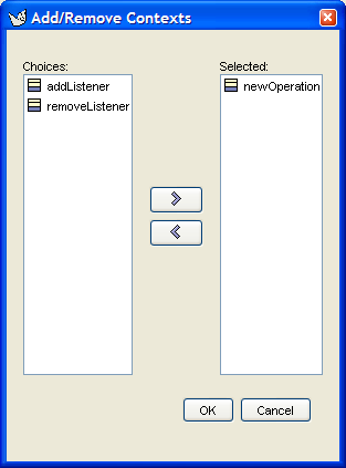 The add/remove context dialog box