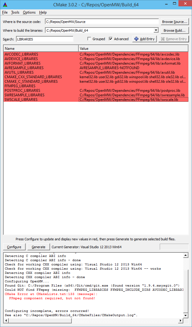 Example filled-in CMake image