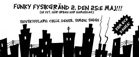 Funky fysikgränd 2. Skivskyfflare: Colle, Densil, Simon, Sigge. Kom och dansa!