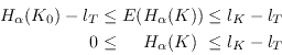 \begin{displaymath}\begin{split}H_\alpha(K_0) - l_T \leq E(&H_\alpha(K))\leq l_K... ...\leq \phantom{E(}&H_\alpha(K)\phantom) \leq l_K-l_T \end{split}\end{displaymath}