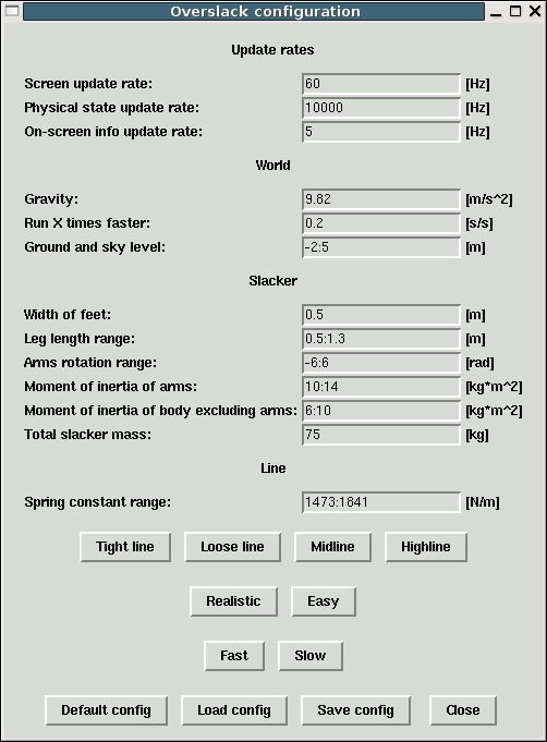 Configuration dialog