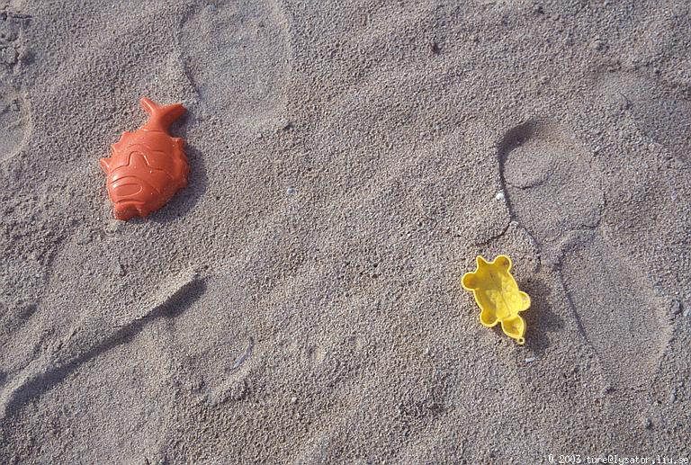 Plastic toys on the beach